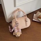 Damen Mini-Handtasche mit abnehmbarem Teddy-Schlüsselanhänger