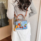 Damen praktische Schultertasche mit süßem Obstmotiv und praktischem Innenfach