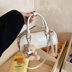 Damen Mini-Handtasche mit verspieltem Teddy-Anhänger