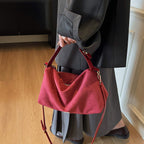 Damen praktische Schultertasche aus weichem Wildleder