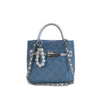 Damen Mini Shopper Tasche mit luxuriösem Kettenanhänger