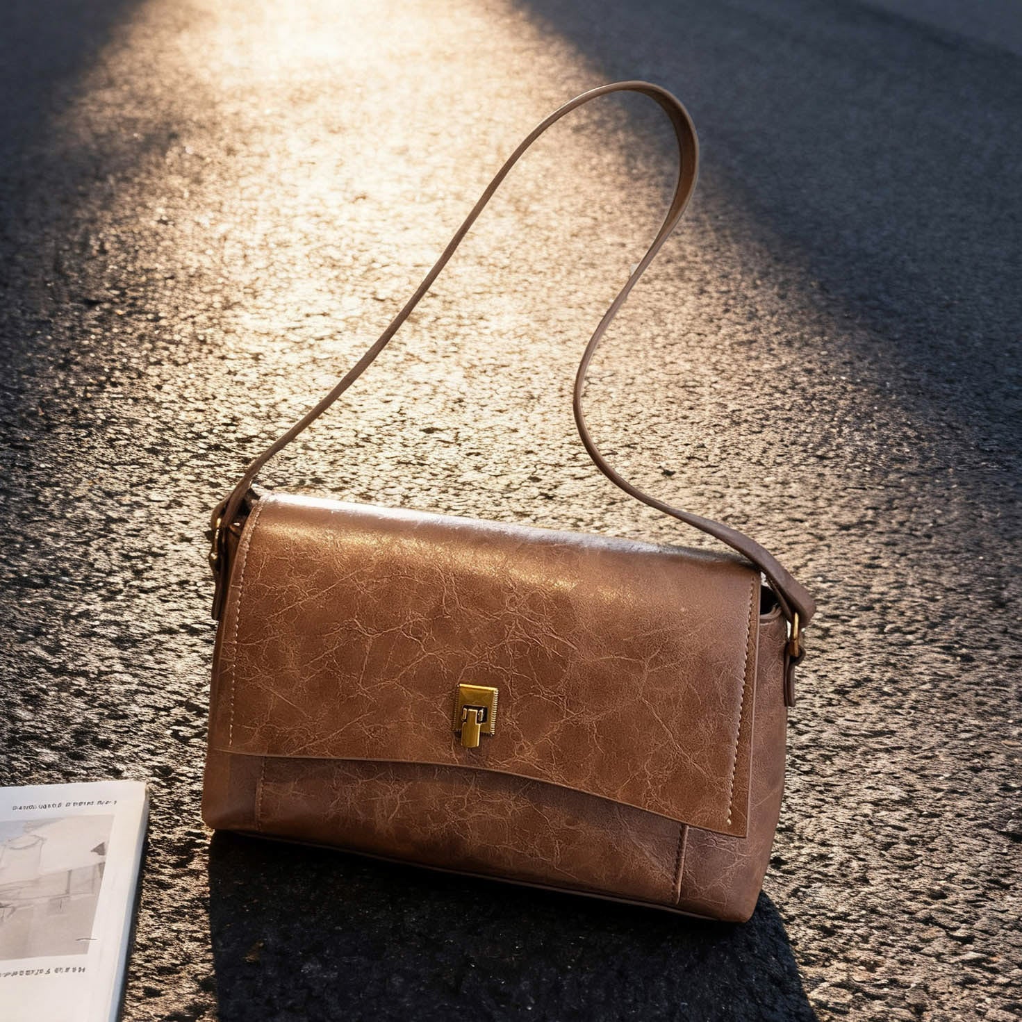 Damen elegante Schultertasche aus strukturiertem Leder