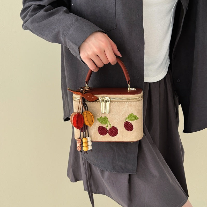 Damen praktische Schultertasche mit süßem Obstmotiv und praktischem Innenfach