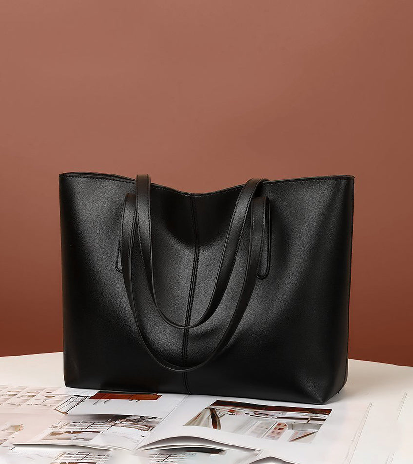 Große Ledertasche, Damen-Arbeitstasche mit Reißverschluss