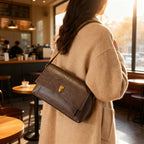 Damen elegante Schultertasche aus strukturiertem Leder