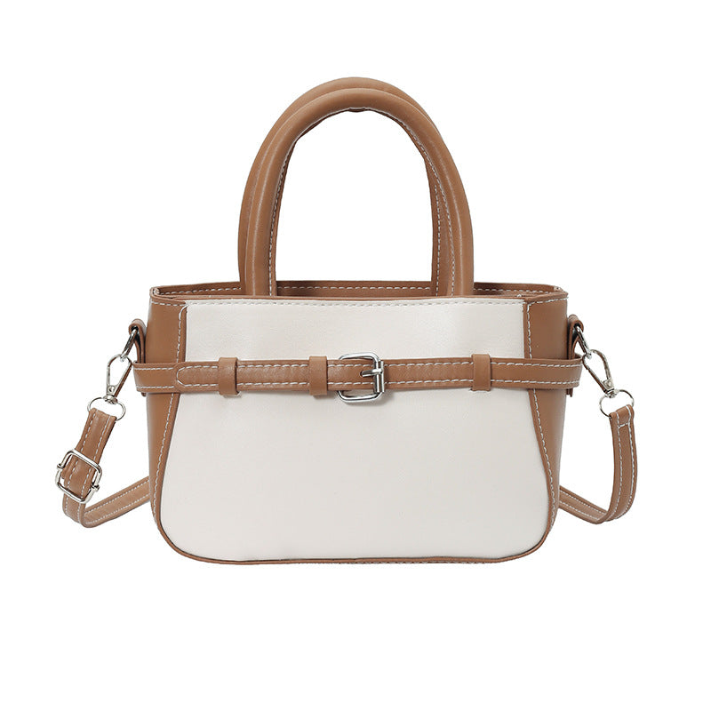 Damen elegante Mini-Handtasche mit doppeltem Tragegriff und abnehmbarem Schulterchain