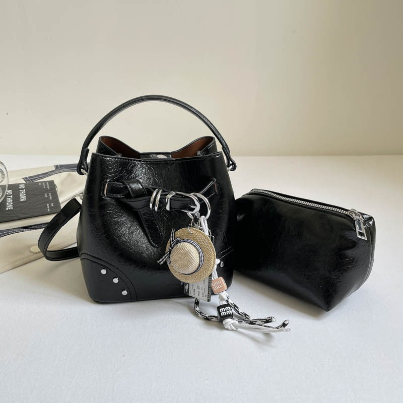 Damen stylische Mini-Bucket-Bag mit herausnehmbarem Kosmetiktäschchen