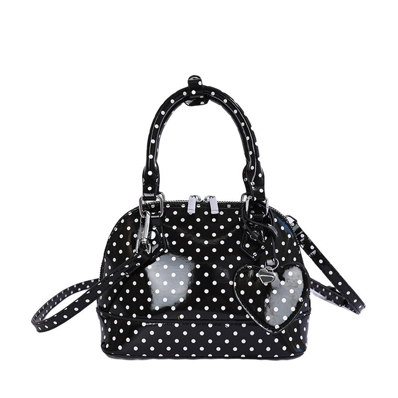 Damen Mini-Handtasche mit verspieltem Punkte-Muster und abnehmbarem Schultergurt