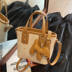 Damen Mini-Handtasche mit verspieltem Hund Charm