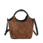Damen elegante Handtasche aus hochwertigem Wildleder und Lederakzenten