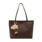 Damen klassische Tote-Tasche mit charmanten Plüschspielzeug-Anhänger