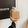 Damen Mini-Handtasche mit abnehmbarer Perlenkette
