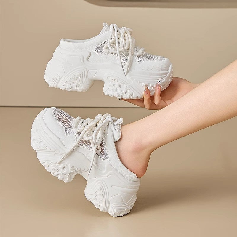 Damen Sport Sneakers mit hoher Plattform und atmungsaktiver Mesh-Struktur