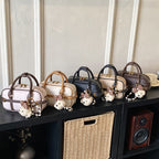 Damen Mini-Handtasche mit abnehmbarem Teddy-Anhänger