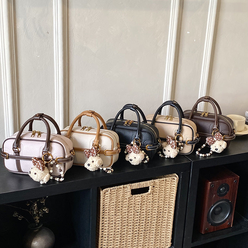 Damen Mini-Handtasche mit abnehmbarem Teddy-Anhänger