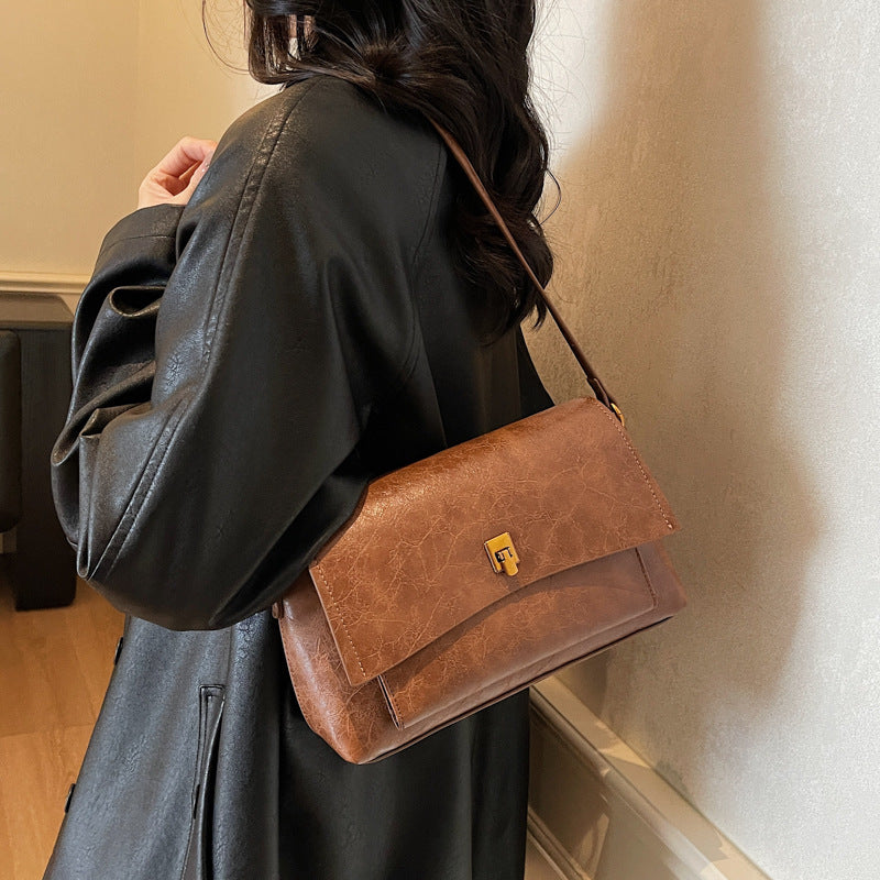 Damen elegante Schultertasche aus strukturiertem Leder