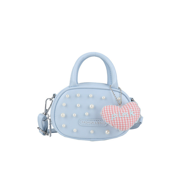 Damen trendige Mini-Handtasche mit auffälligen Perlenapplikationen