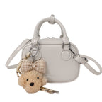 Damen Mini-Handtasche mit abnehmbarem Plüschanhänger
