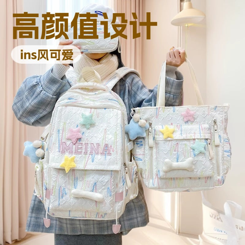 Niedlicher gesteppten Schul-Rucksack und Tragetasche Set