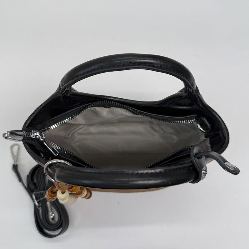 Damen elegante Handtasche aus hochwertigem Wildleder und Lederakzenten