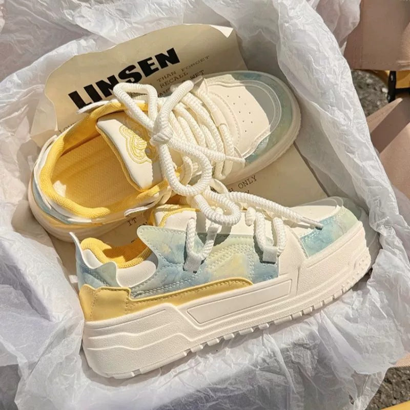Damen modische Sneakers mit innovativem Plattformdesign und atmungsaktiver Obermaterial-Hybridstruktur