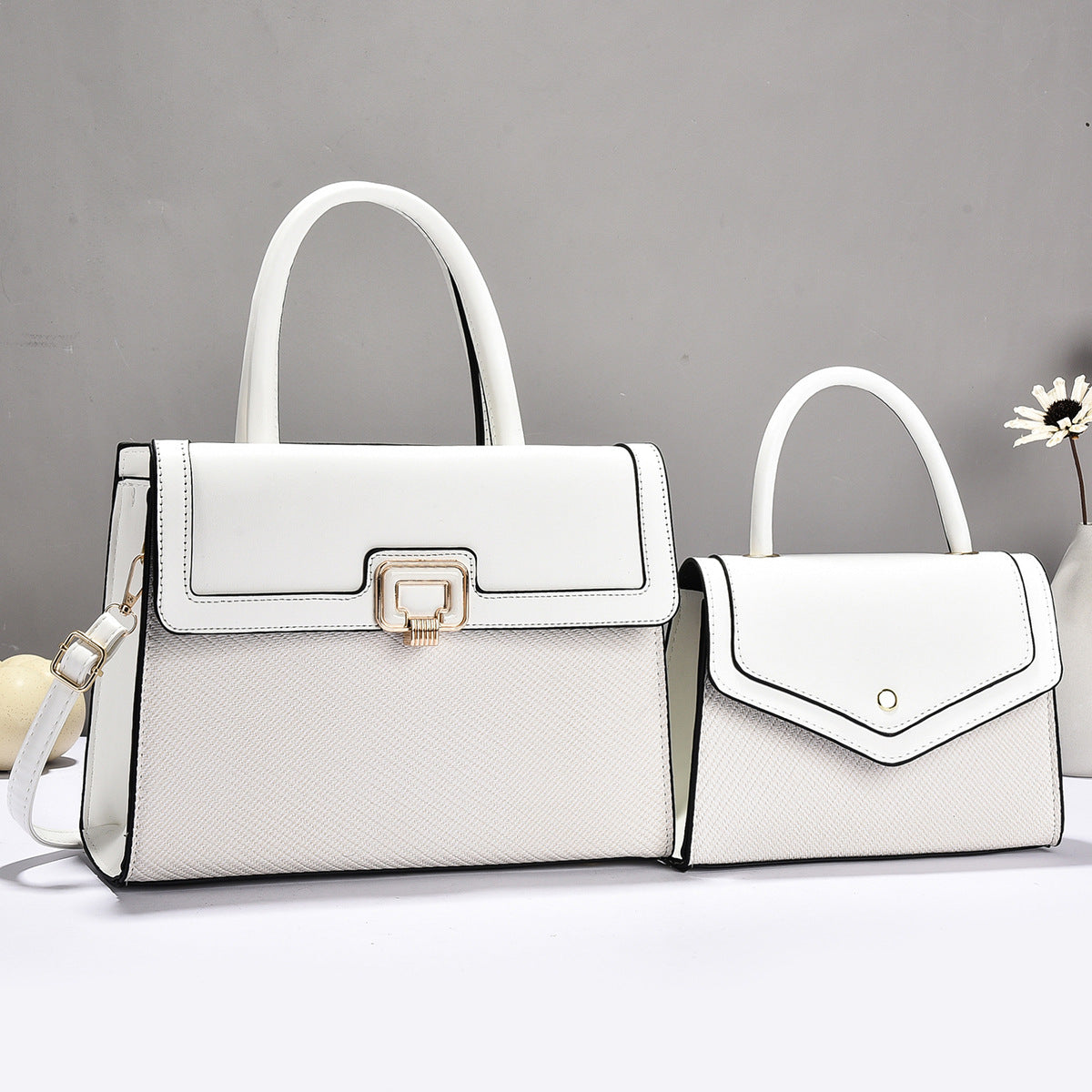 Damen Handtaschen-Set mit strukturiertem Design und eleganter Mini-Crossbody-Tasche