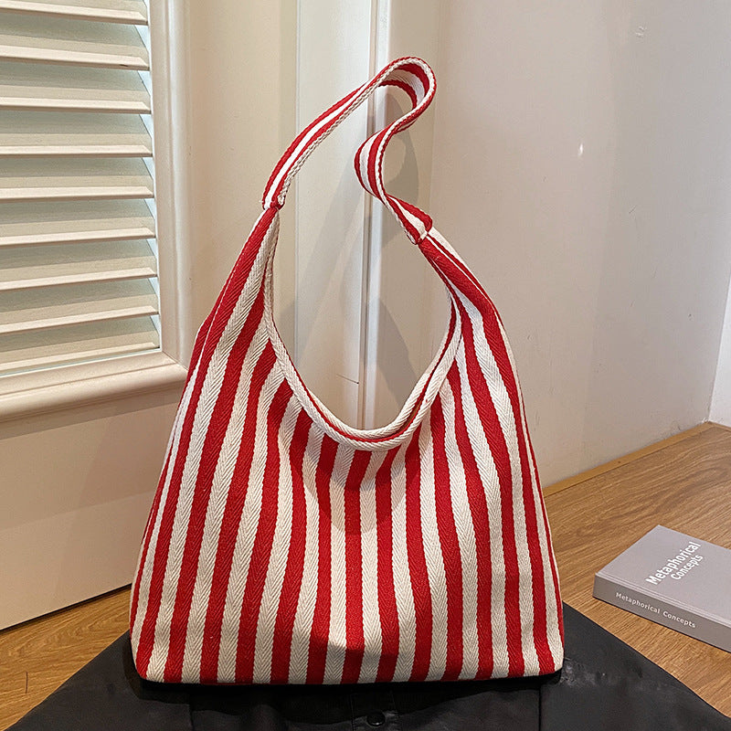 Damen Jute-Tote-Bag mit stilisiertem Streifenmuster