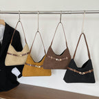 Damen modische Wildleder-Schultertasche mit kontrastierendem Gurt
