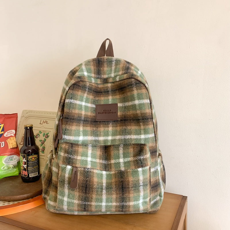 Gemütlicher Karo-Muster-Schulrucksack