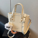 Damen Mini Tasche mit abnehmbarem Plüschanhänger