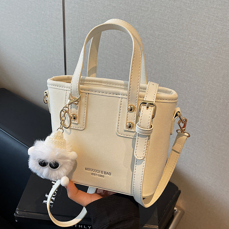 Damen Mini Tasche mit abnehmbarem Plüschanhänger