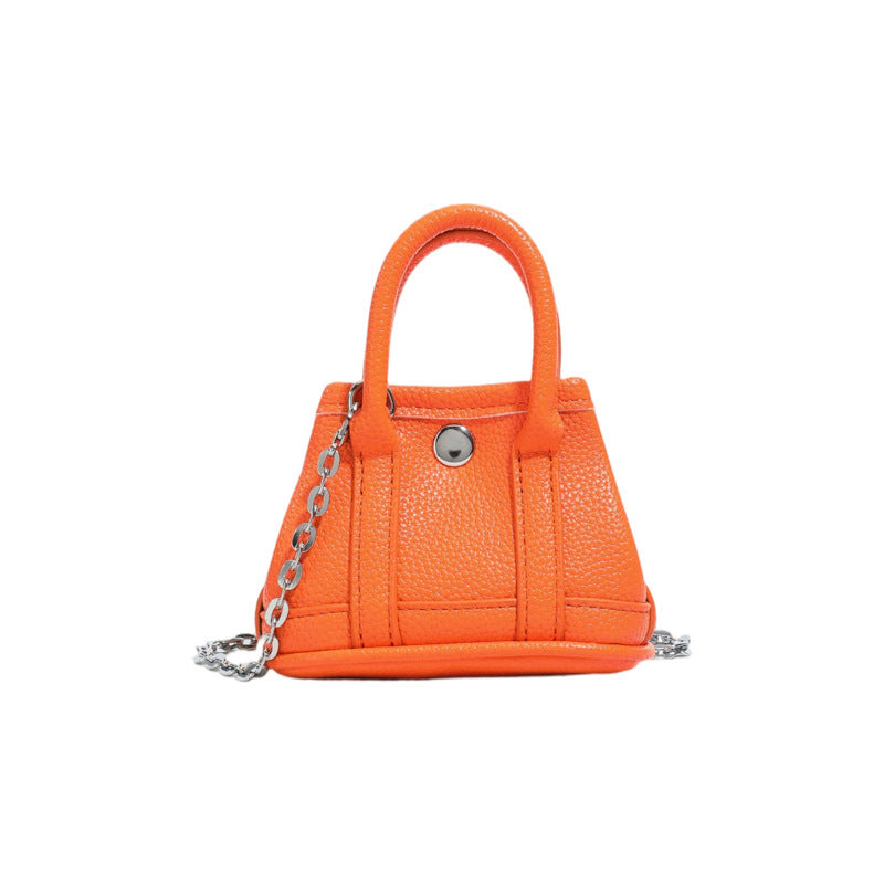 Damen Mini-Handtasche mit glatter Struktur und abnehmbarem Kettenriemen