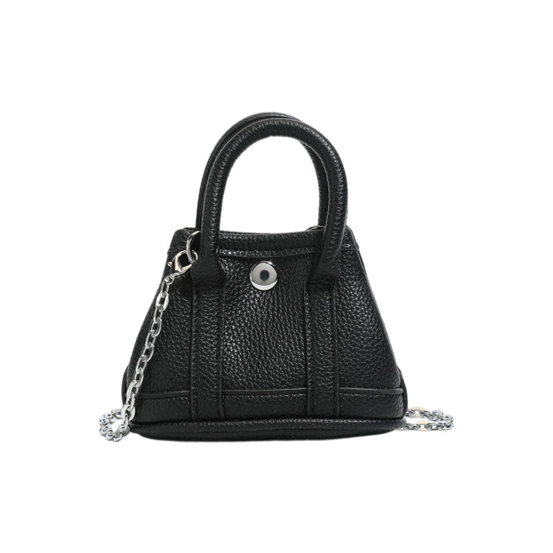 Damen Mini-Handtasche mit glatter Struktur und abnehmbarem Kettenriemen