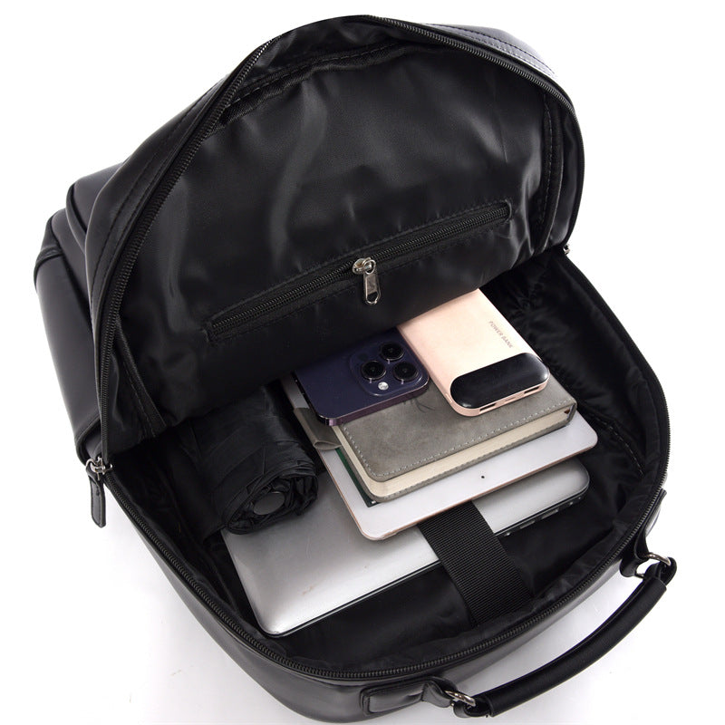 Stylischer Mehrfachfächer-Leder-Rucksack