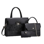 Damentaschen-Set mit luxuriösem Krokodilleder-Look und abnehmbarer Clutch