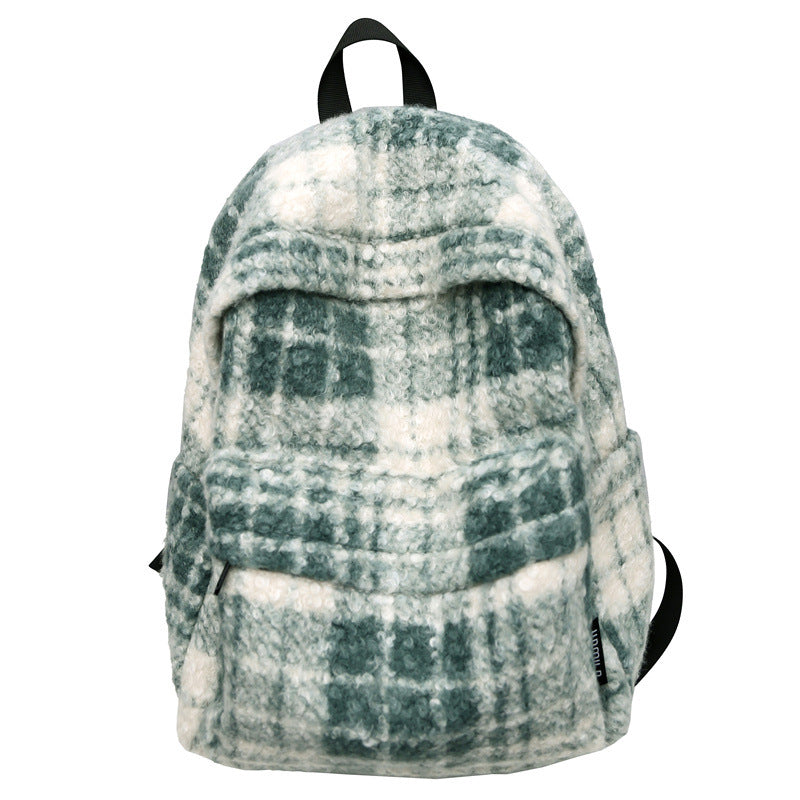 Gemütlicher Fleece kariert Schulrucksack
