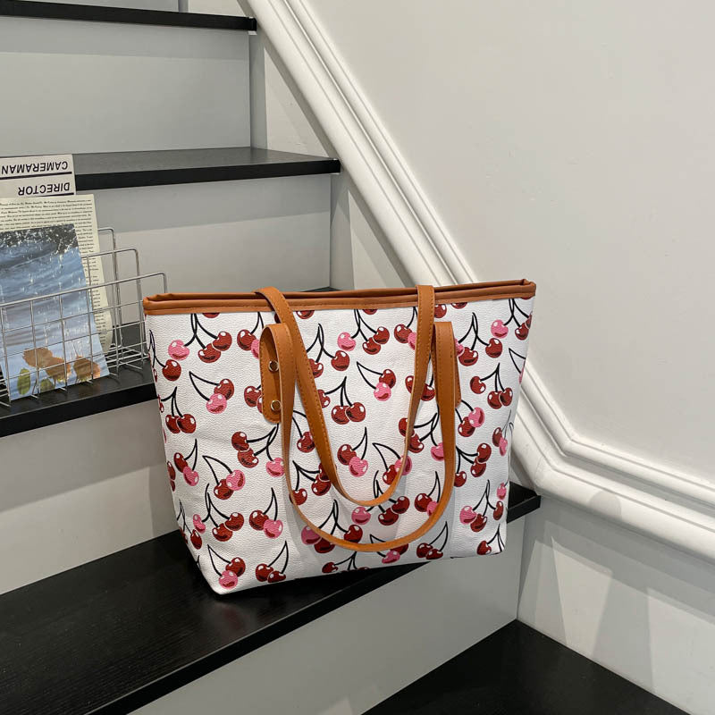 Damen Einkaufstasche mit fruchtigem Kirschdesign