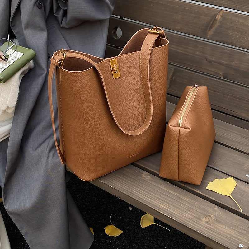 Damen elegante Tote Bag mit modernem Verschluss