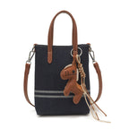 Damen Mini Shopper Tasche mit süßem Tieranhänger
