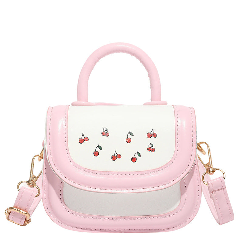 Damen Mini-Handtasche mit fröhlichem Kirschdesign und charmanten Anhängern