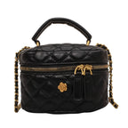 Damen Mini-Tasche im eleganten, gesteppten Design mit goldenen Akzenten