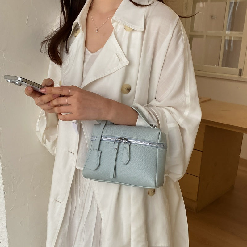 Damen praktische Schultertasche mit Doppelreißverschluss und vielseitigem Tragegurt