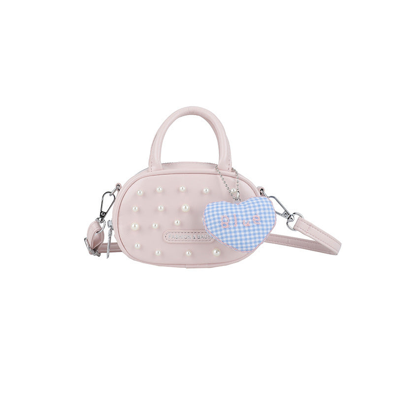 Damen trendige Mini-Handtasche mit auffälligen Perlenapplikationen