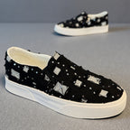 Damen Fashion Slip-On Sneakers mit funkelnden Applikationen