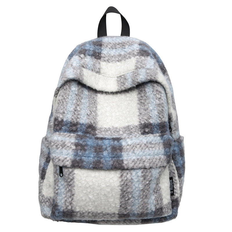 Gemütlicher Fleece kariert Schulrucksack