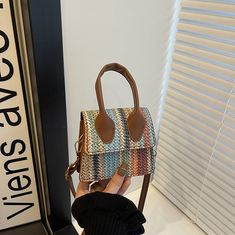 Damen Mini-Tasche mit gewebtem Design und abnehmbarem Schultergurt