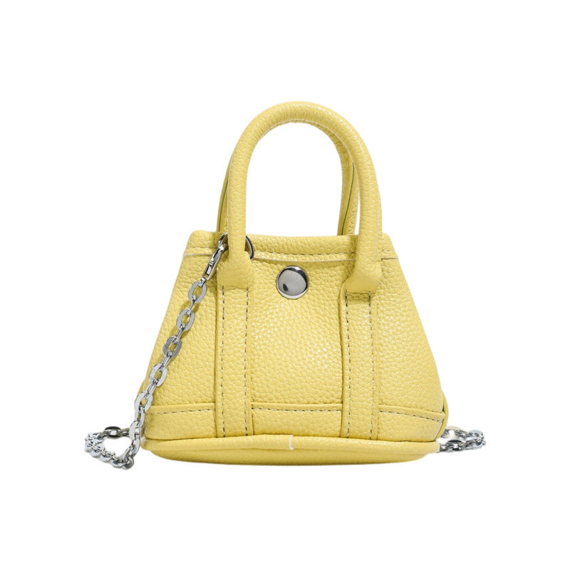 Damen Mini-Handtasche mit glatter Struktur und abnehmbarem Kettenriemen
