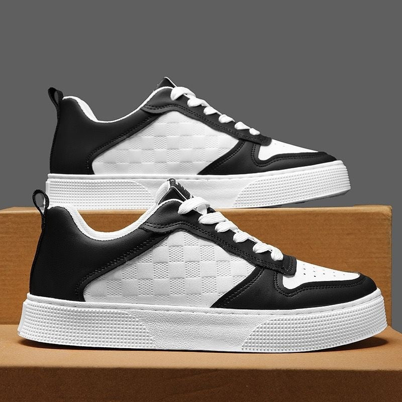 Damen stilvolle Sneaker aus synthetischem Leder mit trendigem Karomuster