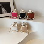 Damen Mini-Handtasche mit abnehmbarer Perlenkette