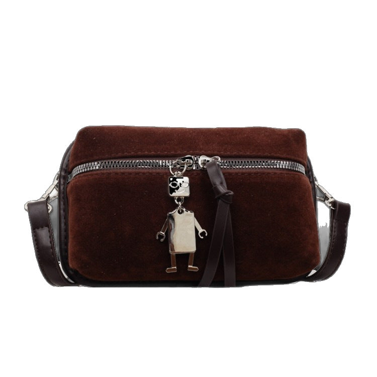 Damen praktische Schultertasche aus hochwertigem Wildleder